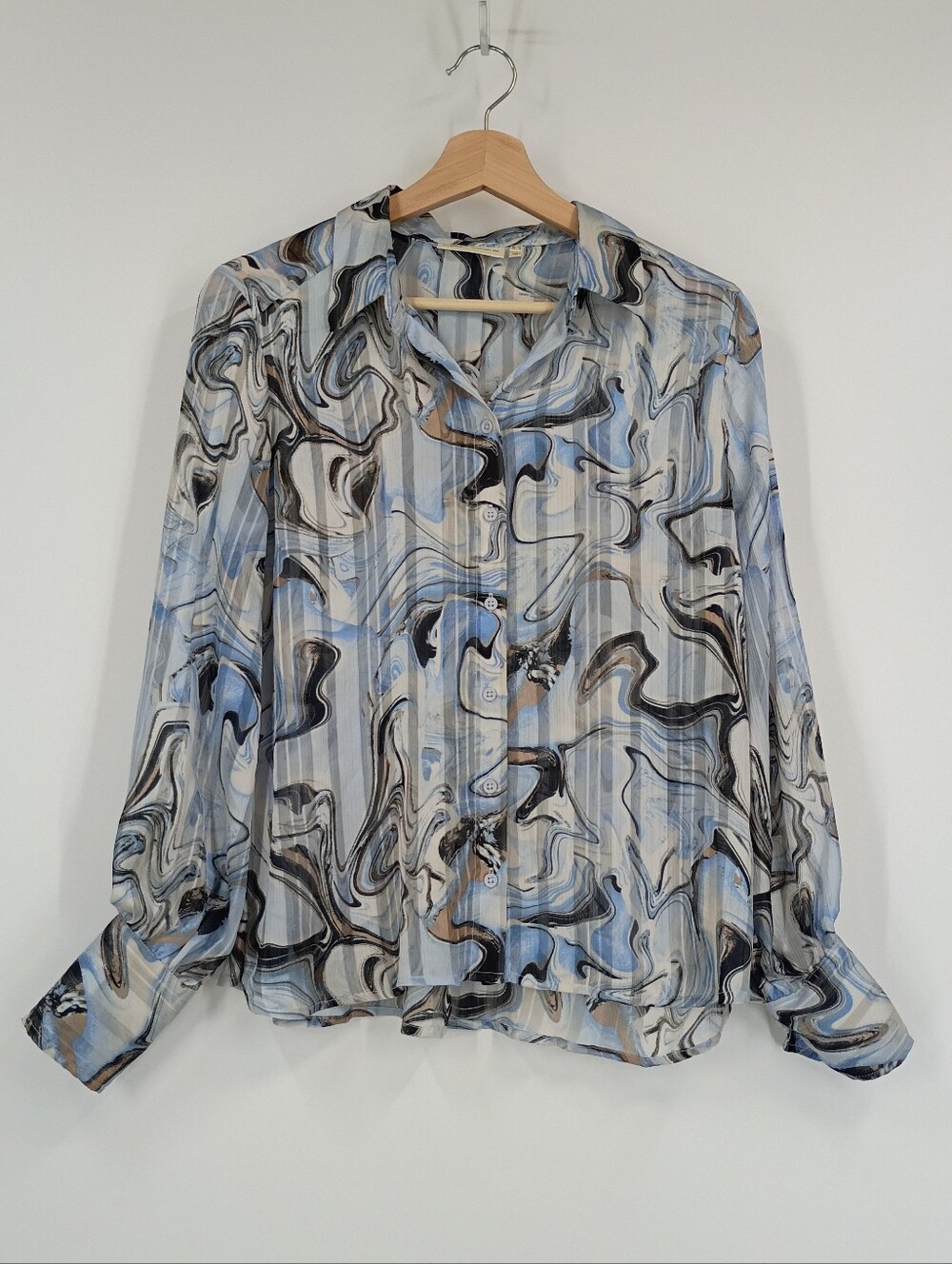 In Wear Swirl Chiffon Button Down Top